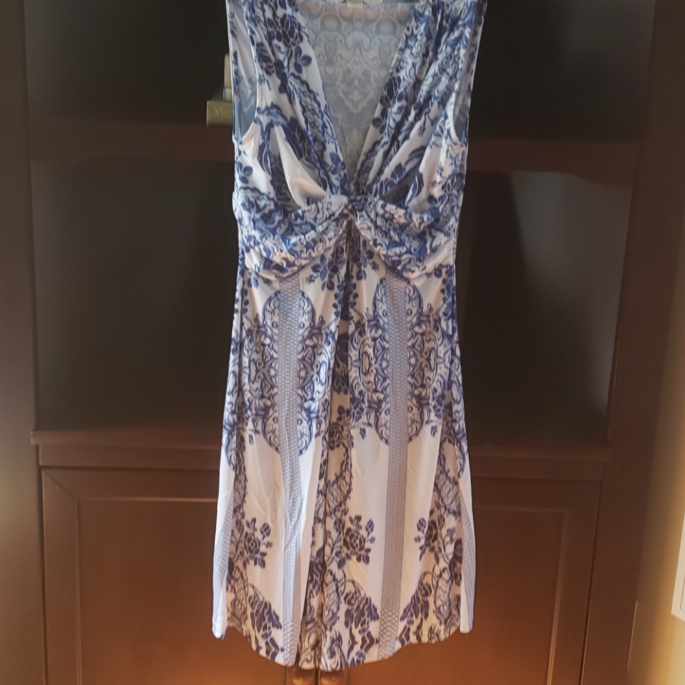 Boston proper blue and white dress xxs